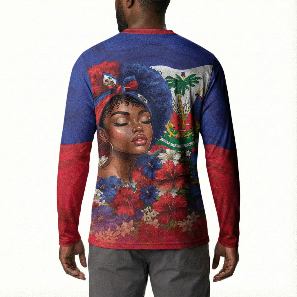 Haitian Princess Button Sweatshirt Cultural Pride Floral Art