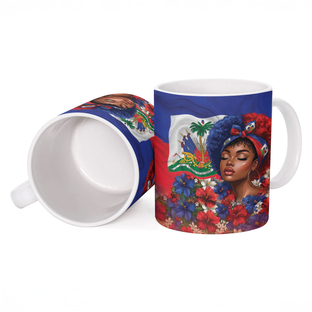 Haitian Princess Ceramic Mug Cultural Pride Floral Art