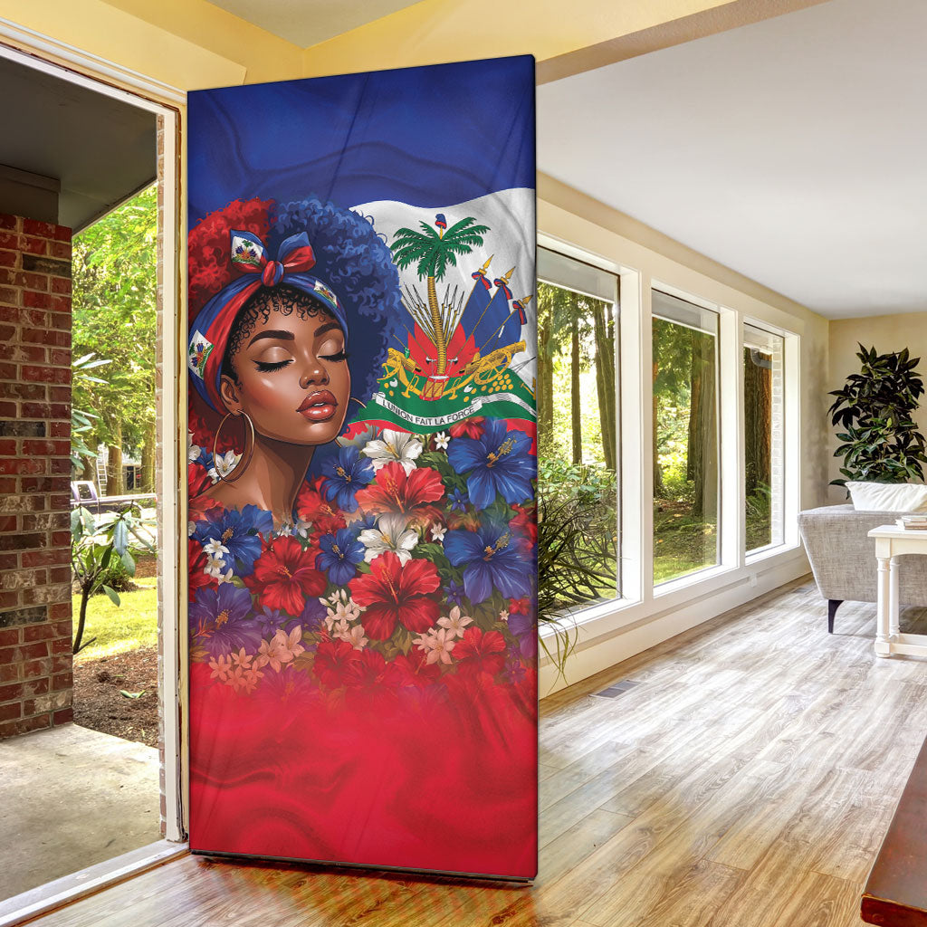 Haitian Princess Door Cover Cultural Pride Floral Art