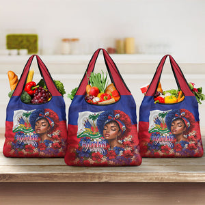 Haitian Princess Grocery Bag Cultural Pride Floral Art