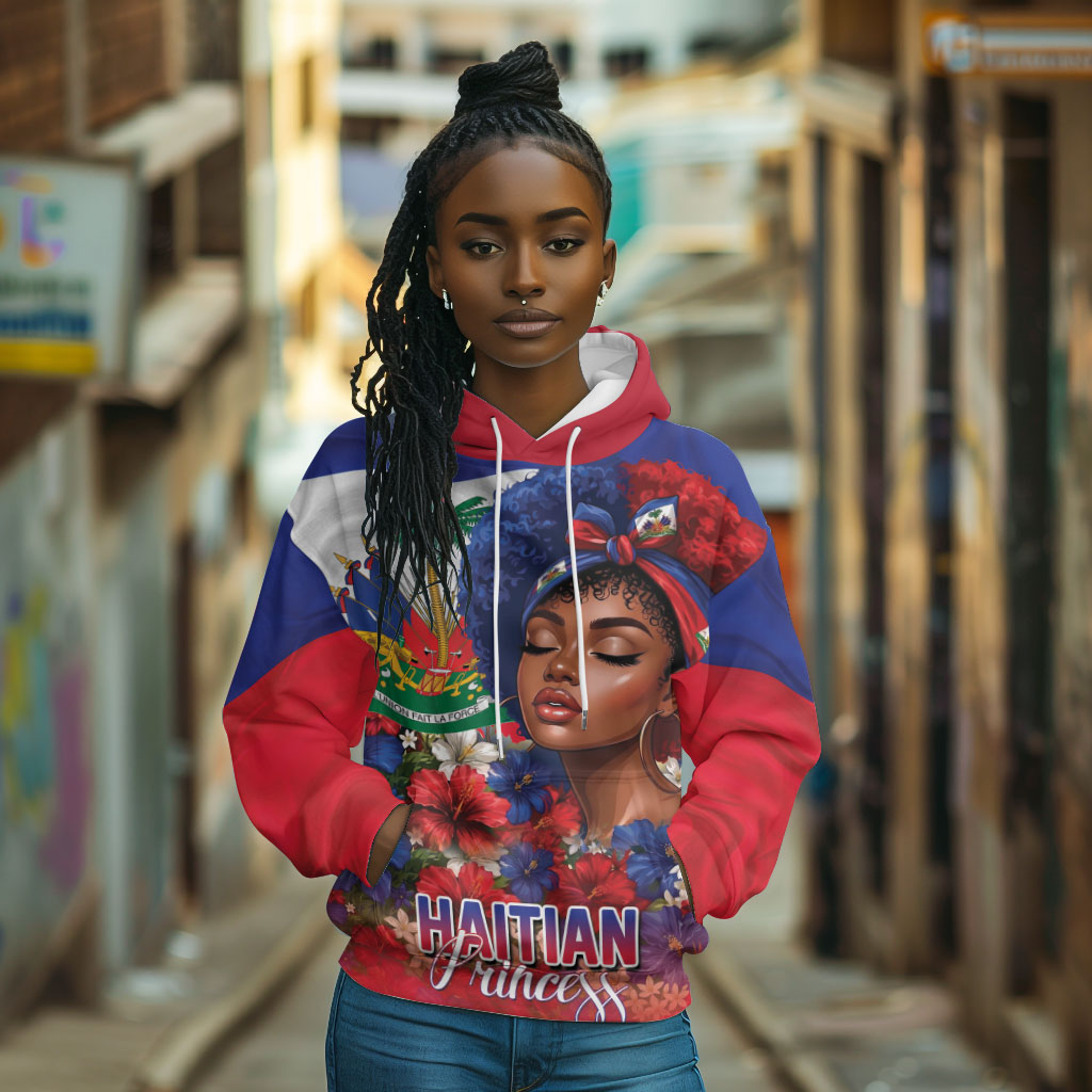 Haitian Princess Hoodie Cultural Pride Floral Art