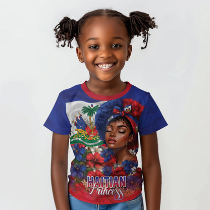 Haitian Princess Kid T shirt Cultural Pride Floral Art