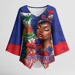 Haitian Princess Kimono Sleeve Blouse Cultural Pride Floral Art