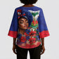 Haitian Princess Kimono Sleeve Blouse Cultural Pride Floral Art