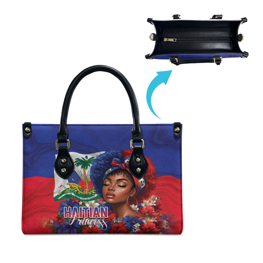 Haitian Princess Leather Bag Cultural Pride Floral Art