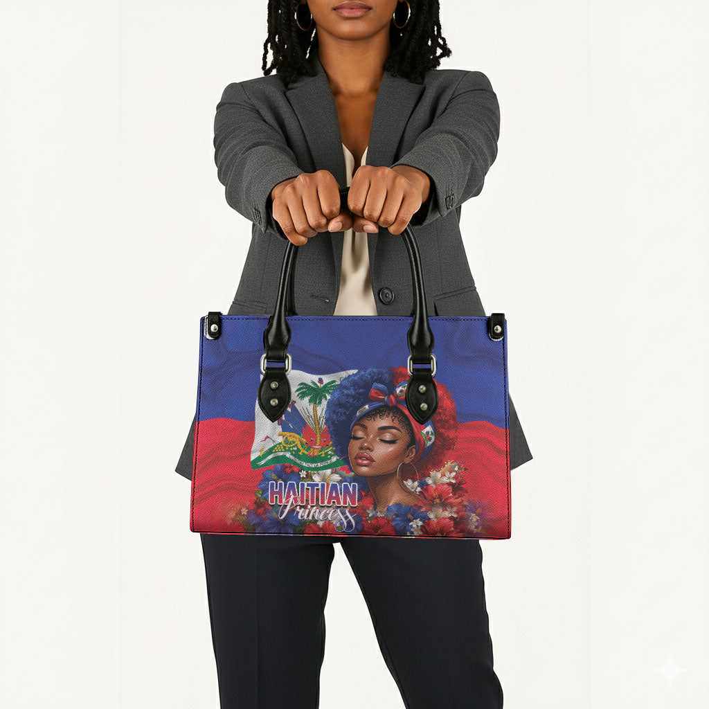Haitian Princess Leather Bag Cultural Pride Floral Art
