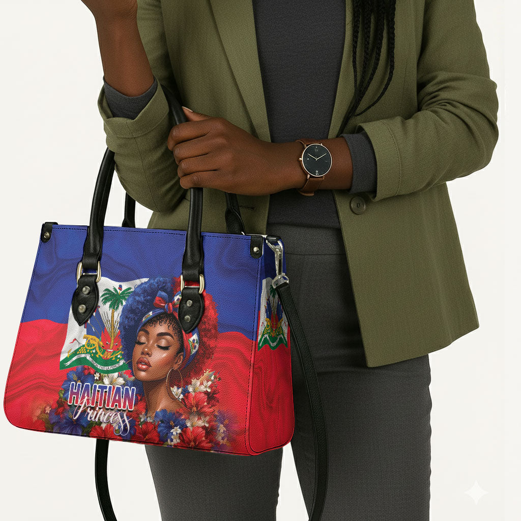 Haitian Princess Leather Bag Cultural Pride Floral Art