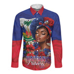 Haitian Princess Long Sleeve Button Shirt Cultural Pride Floral Art