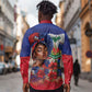 Haitian Princess Long Sleeve Button Shirt Cultural Pride Floral Art
