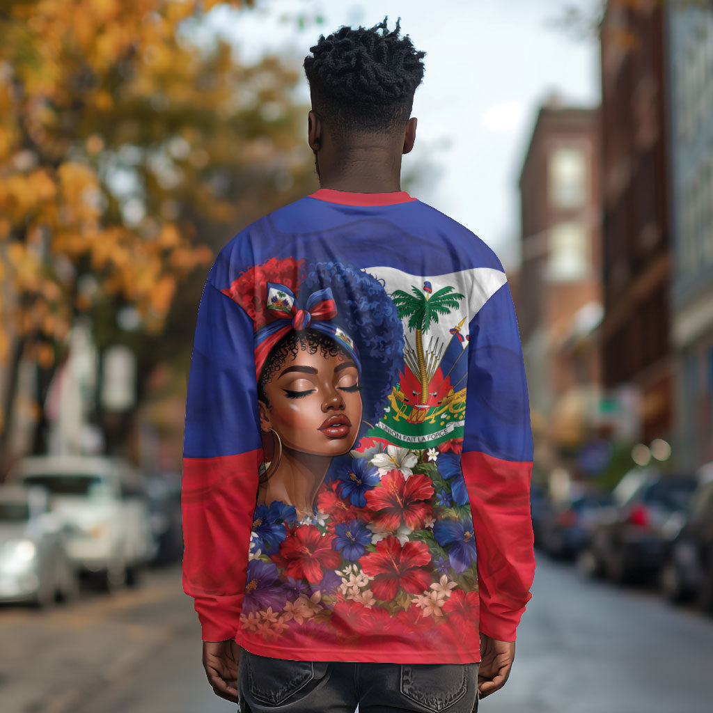 Haitian Princess Long Sleeve Shirt Cultural Pride Floral Art