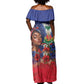 Haitian Princess Off Shoulder Maxi Dress Cultural Pride Floral Art