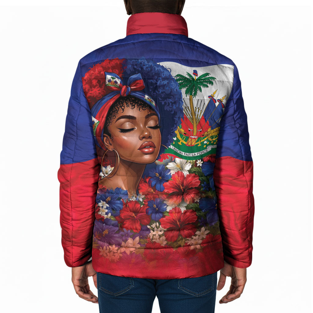 Haitian Princess Padded Jacket Cultural Pride Floral Art