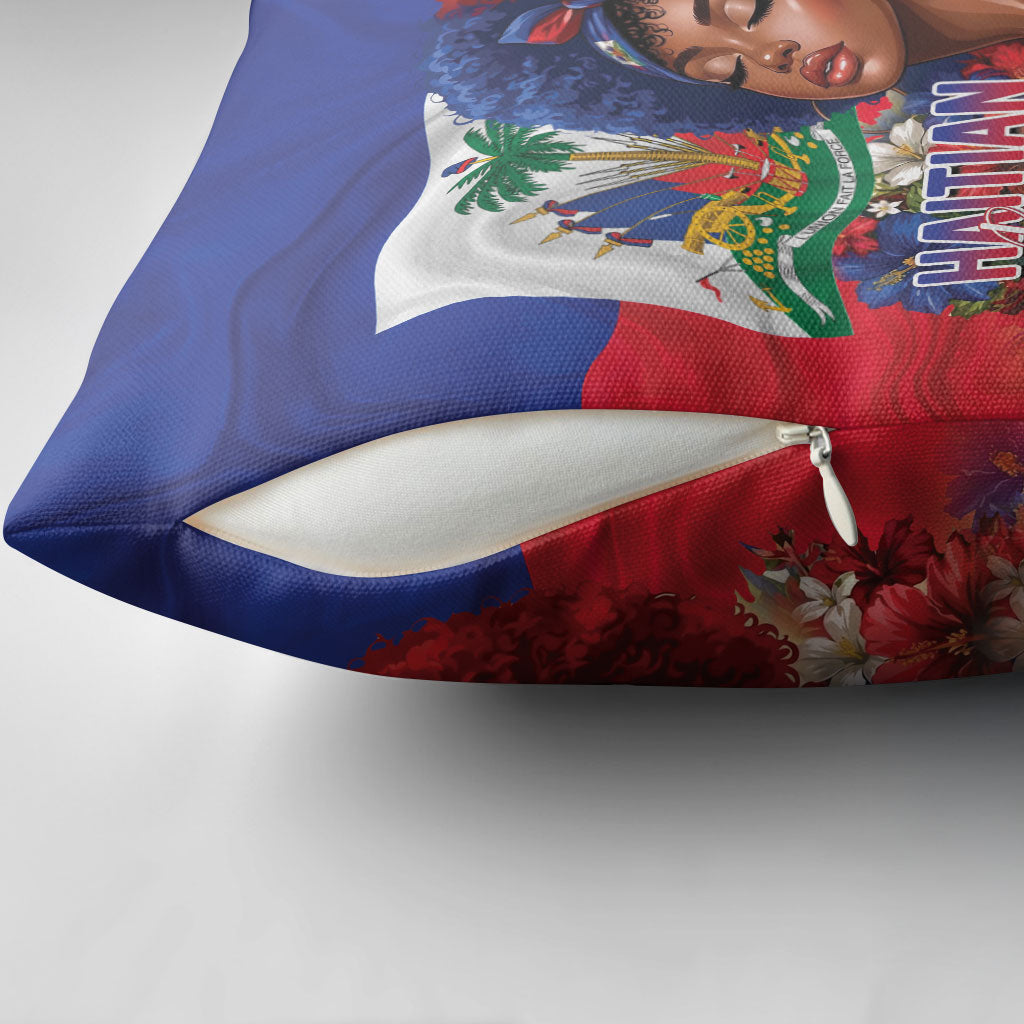 Haitian Princess Pillow Cover Cultural Pride Floral Art