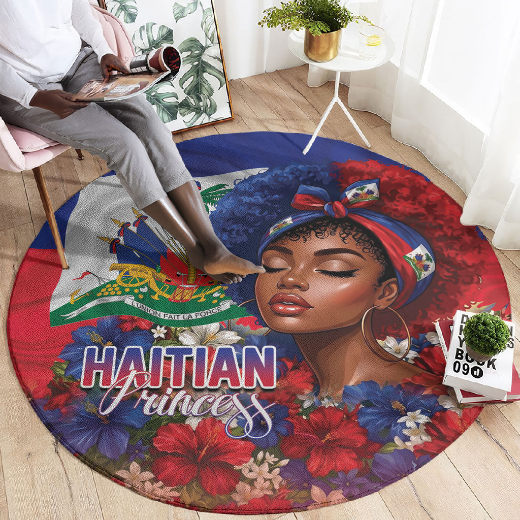 Haitian Princess Round Carpet Cultural Pride Floral Art