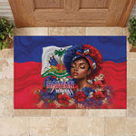 Haitian Princess Rubber Doormat Cultural Pride Floral Art