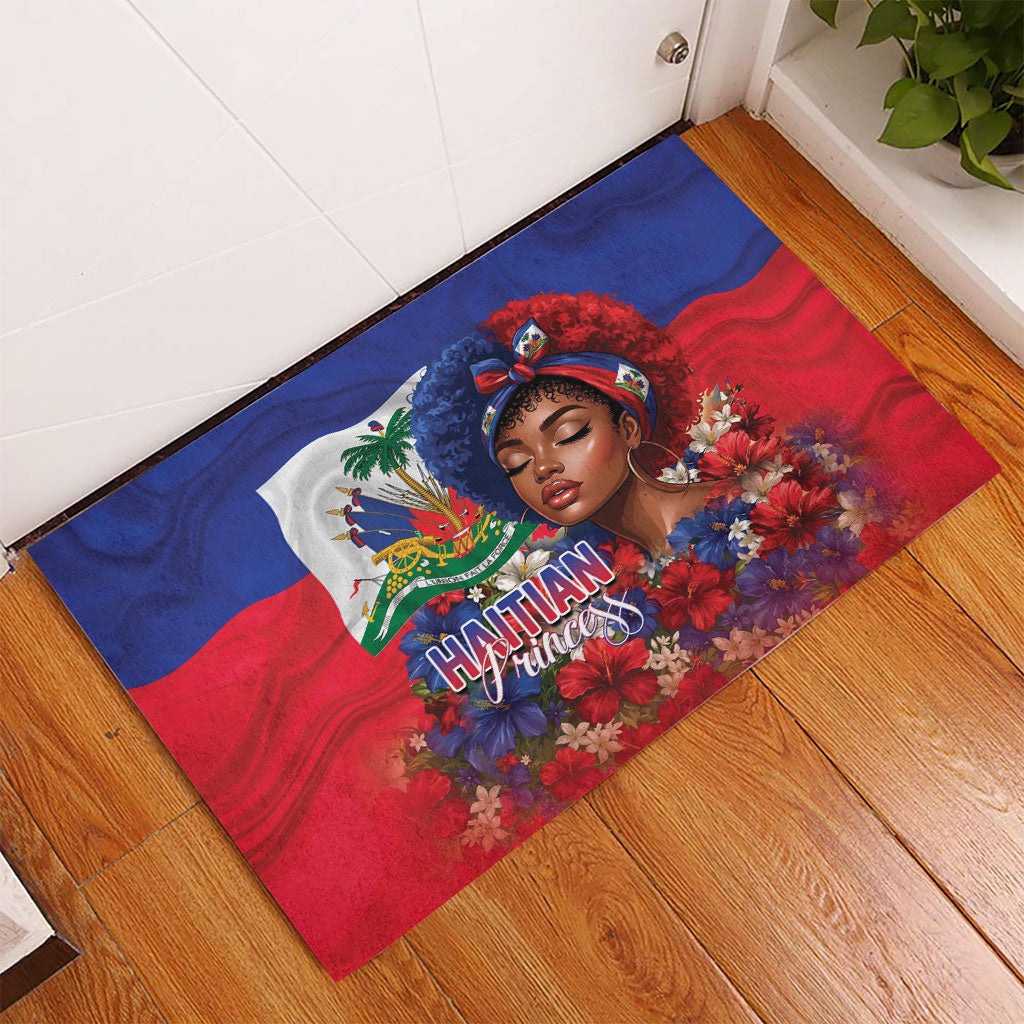 Haitian Princess Rubber Doormat Cultural Pride Floral Art