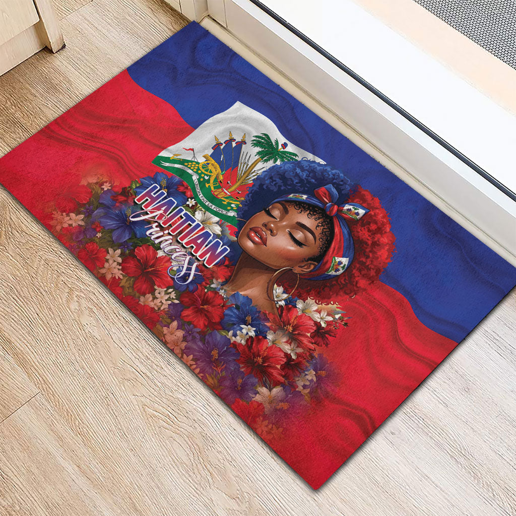 Haitian Princess Rubber Doormat Cultural Pride Floral Art