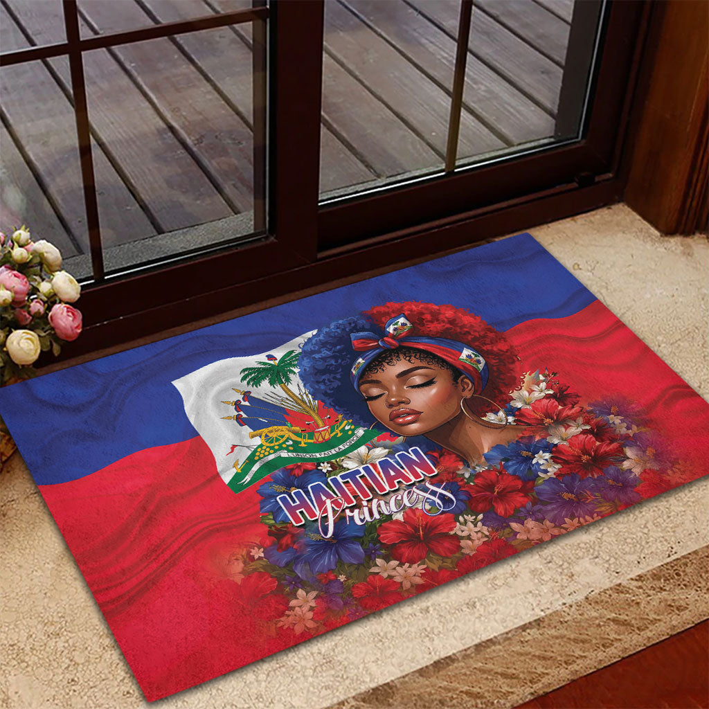 Haitian Princess Rubber Doormat Cultural Pride Floral Art