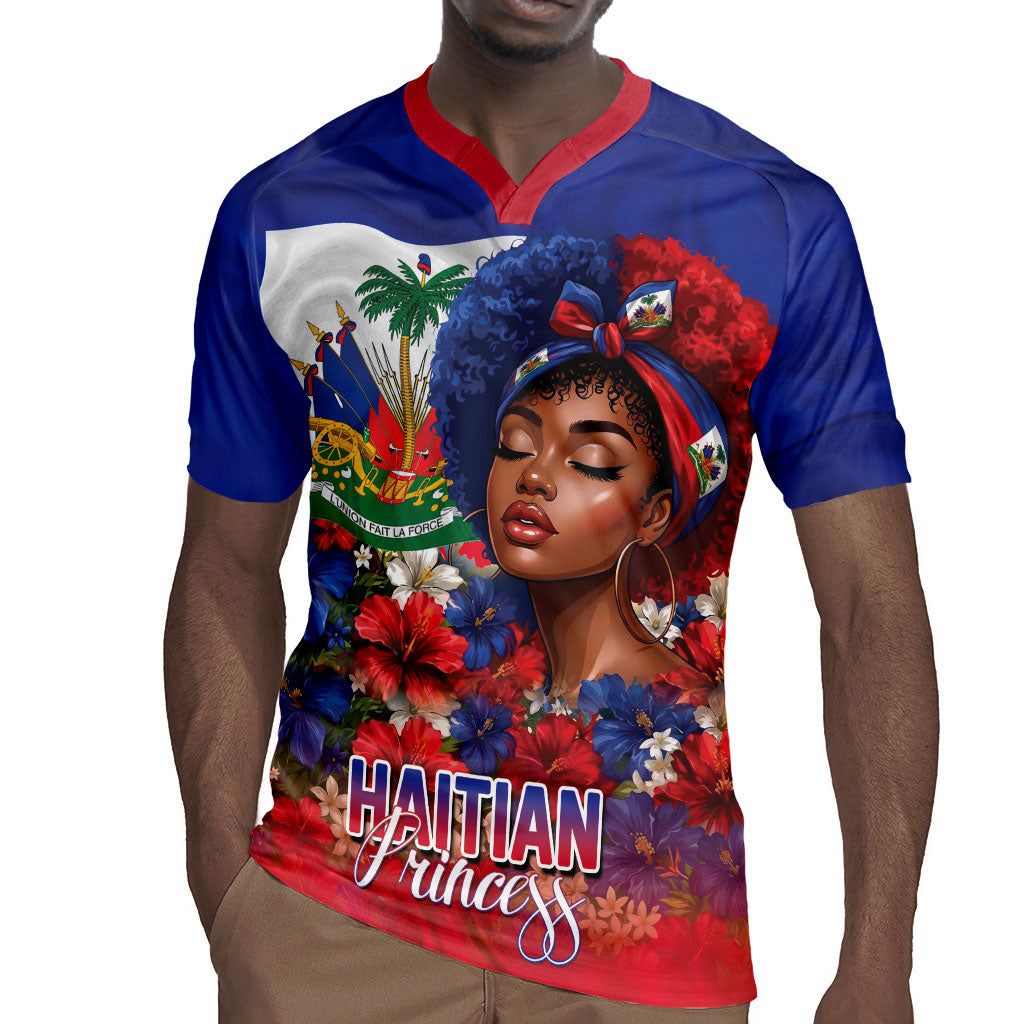 Haitian Princess Rugby Jersey Cultural Pride Floral Art