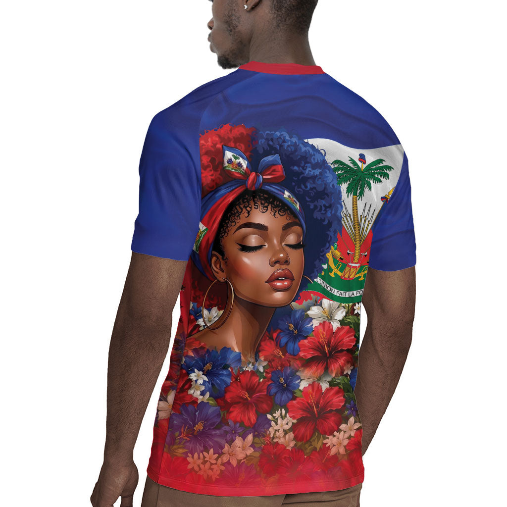 Haitian Princess Rugby Jersey Cultural Pride Floral Art