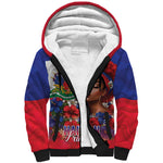 Haitian Princess Sherpa Hoodie Cultural Pride Floral Art