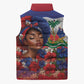 Haitian Princess Sleeveless Puffer Jacket Cultural Pride Floral Art