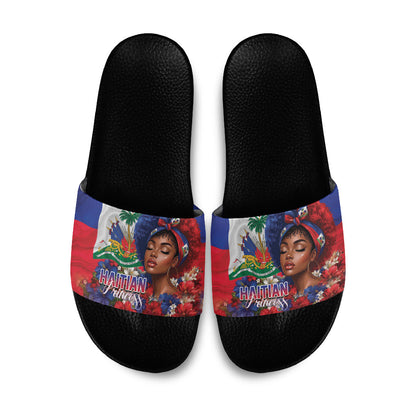Haitian Princess Slide Sandals Cultural Pride Floral Art
