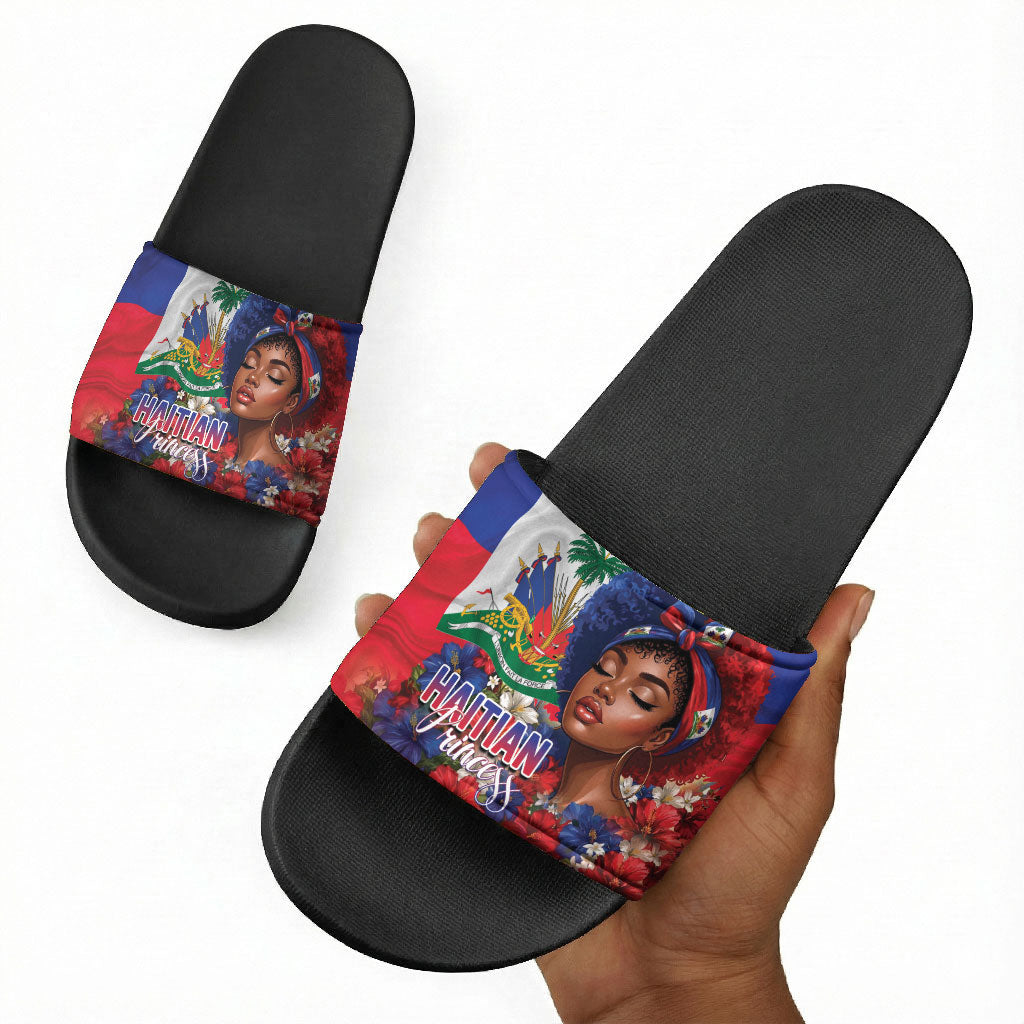 Haitian Princess Slide Sandals Cultural Pride Floral Art