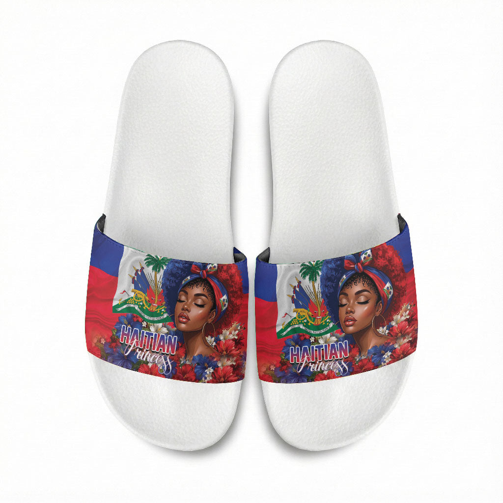 Haitian Princess Slide Sandals Cultural Pride Floral Art