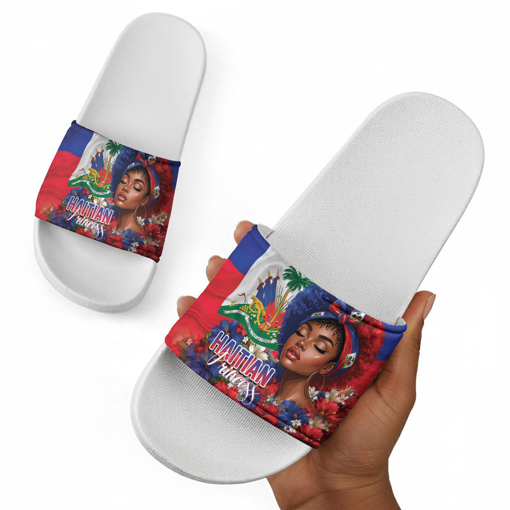 Haitian Princess Slide Sandals Cultural Pride Floral Art
