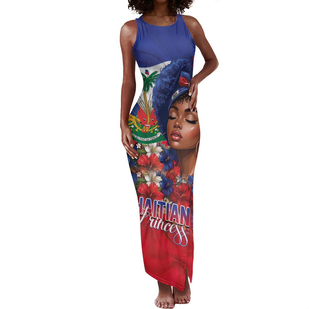Haitian Princess Tank Maxi Dress Cultural Pride Floral Art