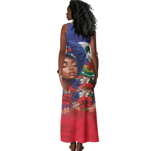 Haitian Princess Tank Maxi Dress Cultural Pride Floral Art