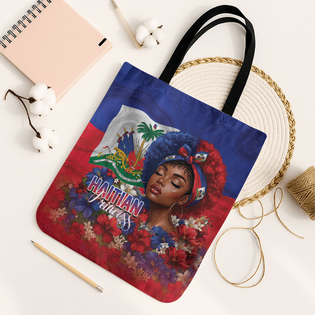 Haitian Princess Tote Bag Cultural Pride Floral Art