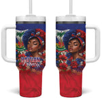 Haitian Princess Tumbler With Handle Cultural Pride Floral Art