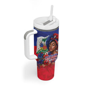 Haitian Princess Tumbler With Handle Cultural Pride Floral Art