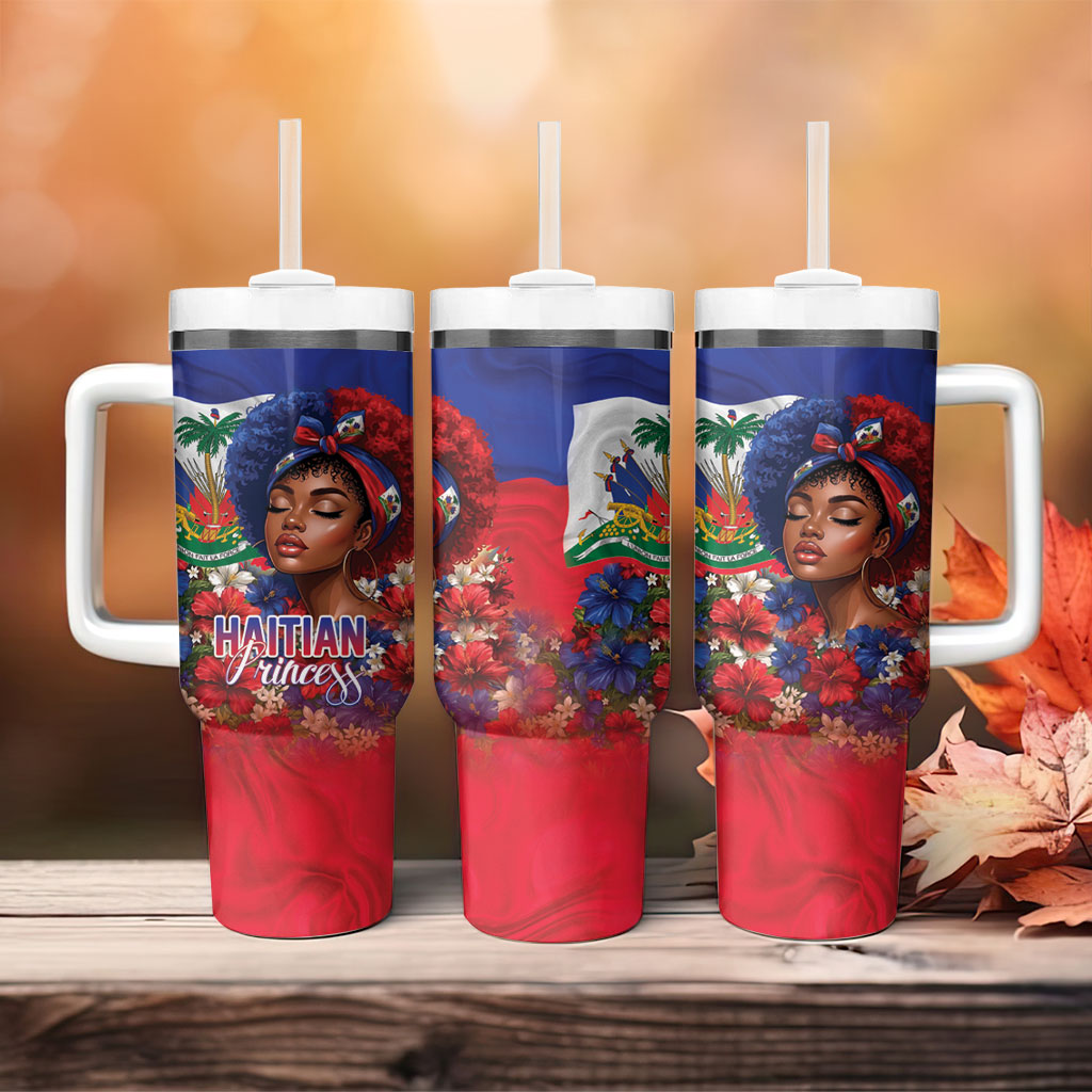 Haitian Princess Tumbler With Handle Cultural Pride Floral Art