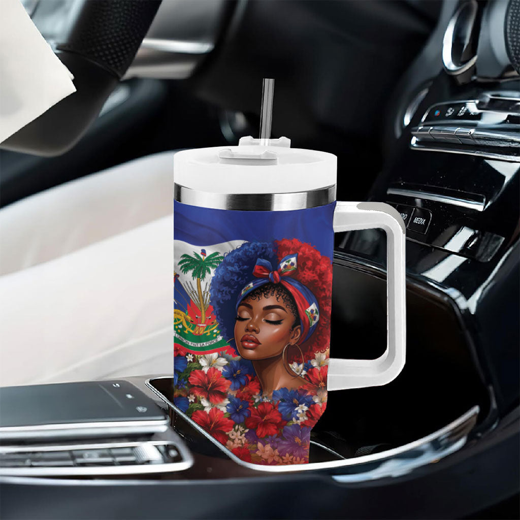 Haitian Princess Tumbler With Handle Cultural Pride Floral Art