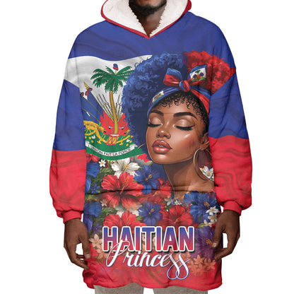 Haitian Princess Wearable Blanket Hoodie Cultural Pride Floral Art