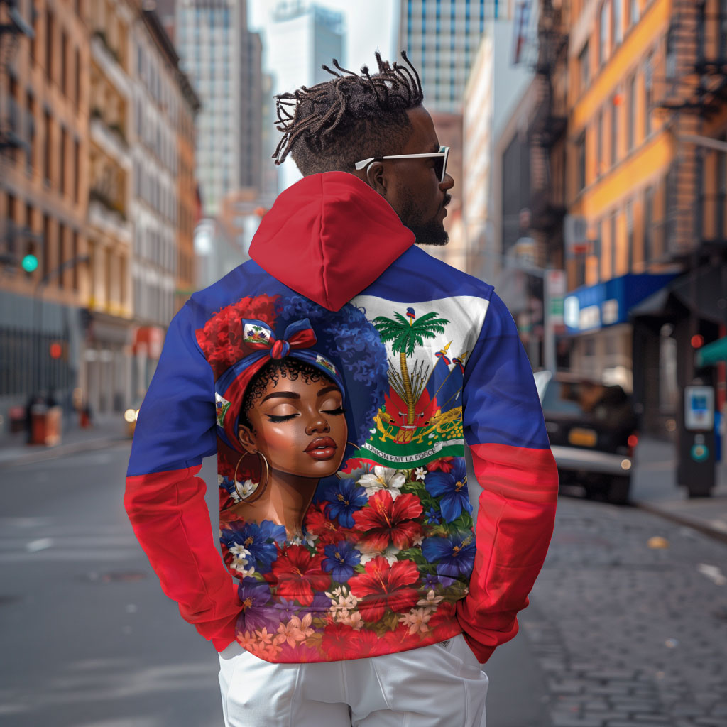 Haitian Princess Zip Hoodie Cultural Pride Floral Art
