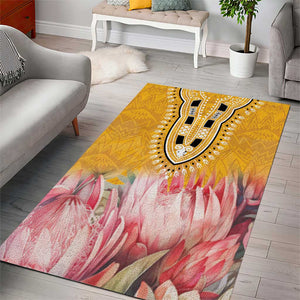 Africa Dashiki Area Rug King Protea Floral Motif Patterns