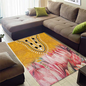 Africa Dashiki Area Rug King Protea Floral Motif Patterns