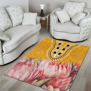 Africa Dashiki Area Rug King Protea Floral Motif Patterns