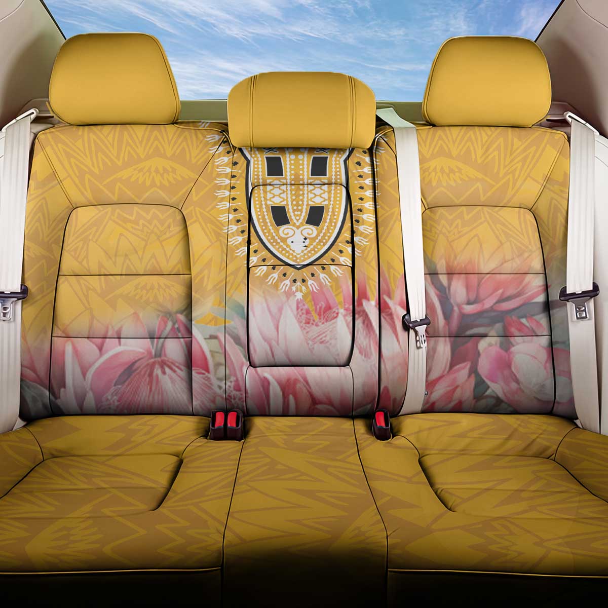 Africa Dashiki Back Car Seat Cover King Protea Floral Motif Patterns