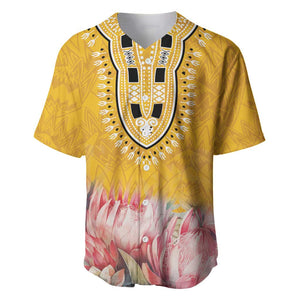 Africa Dashiki Baseball Jersey King Protea Floral Motif Patterns