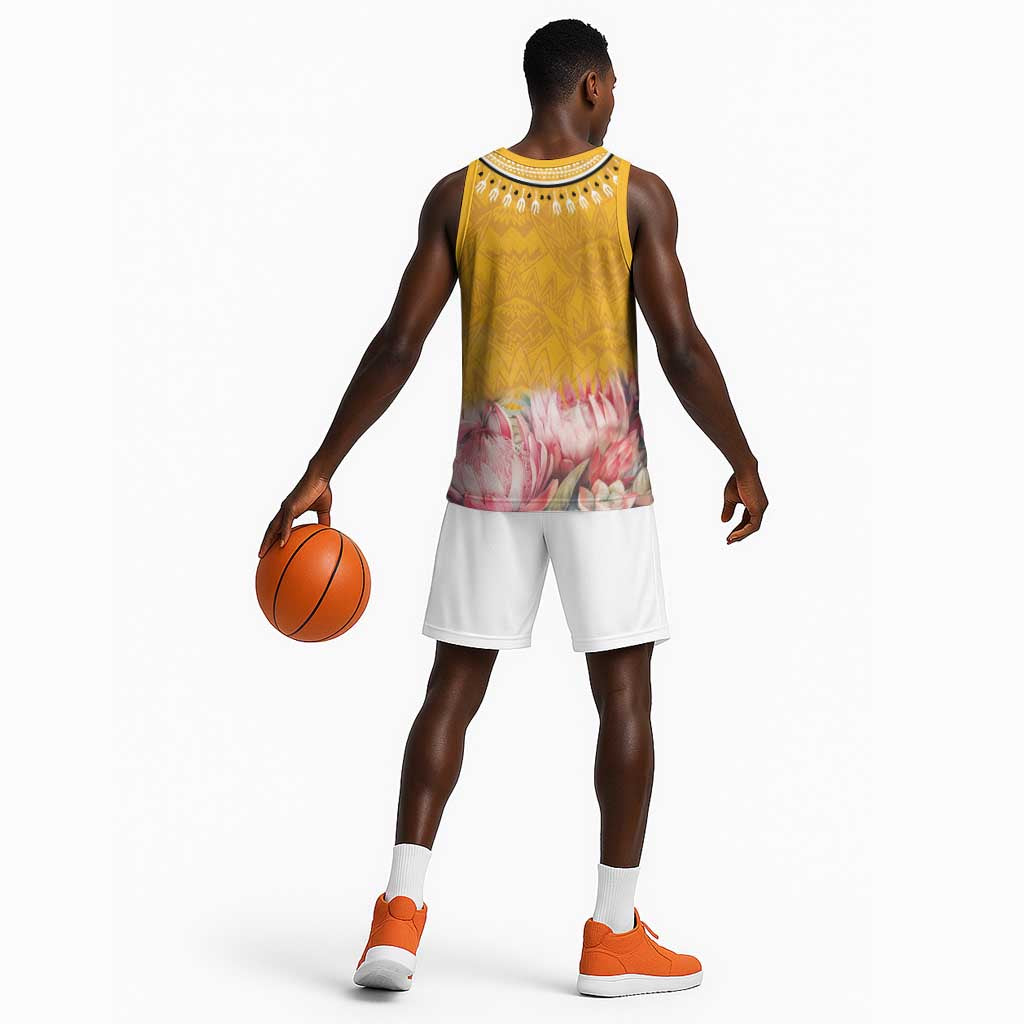 Africa Dashiki Basketball Jersey King Protea Floral Motif Patterns LT18