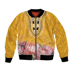 Africa Dashiki Bomber Jacket King Protea Floral Motif Patterns