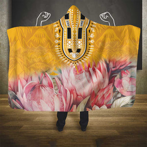 Africa Dashiki Hooded Blanket King Protea Floral Motif Patterns