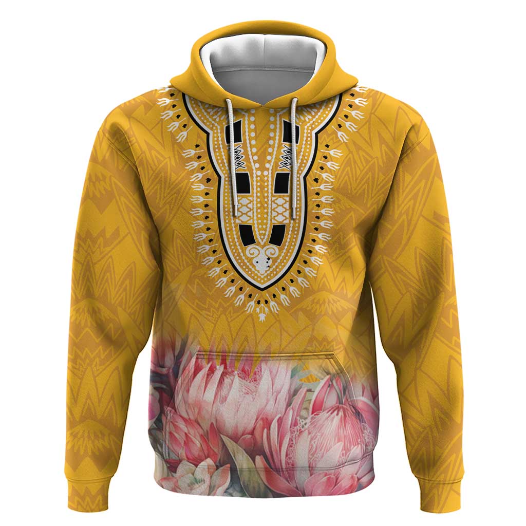 Africa Dashiki Hoodie King Protea Floral Motif Patterns