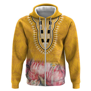 Africa Dashiki Hoodie King Protea Floral Motif Patterns