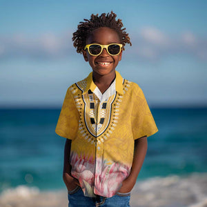 Africa Dashiki Kid Hawaiian Shirt King Protea Floral Motif Patterns